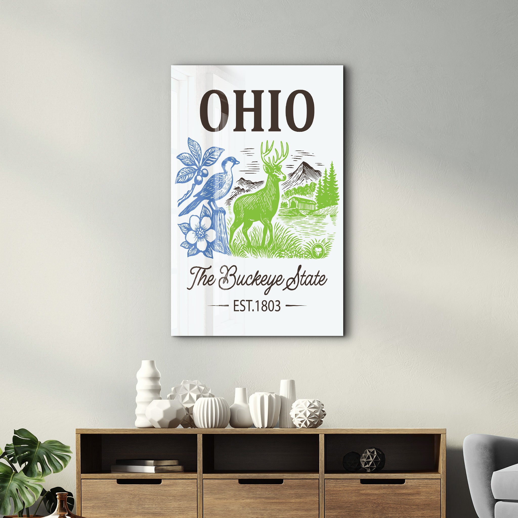 Ohio - The Buckeye State | Glass Wall Art