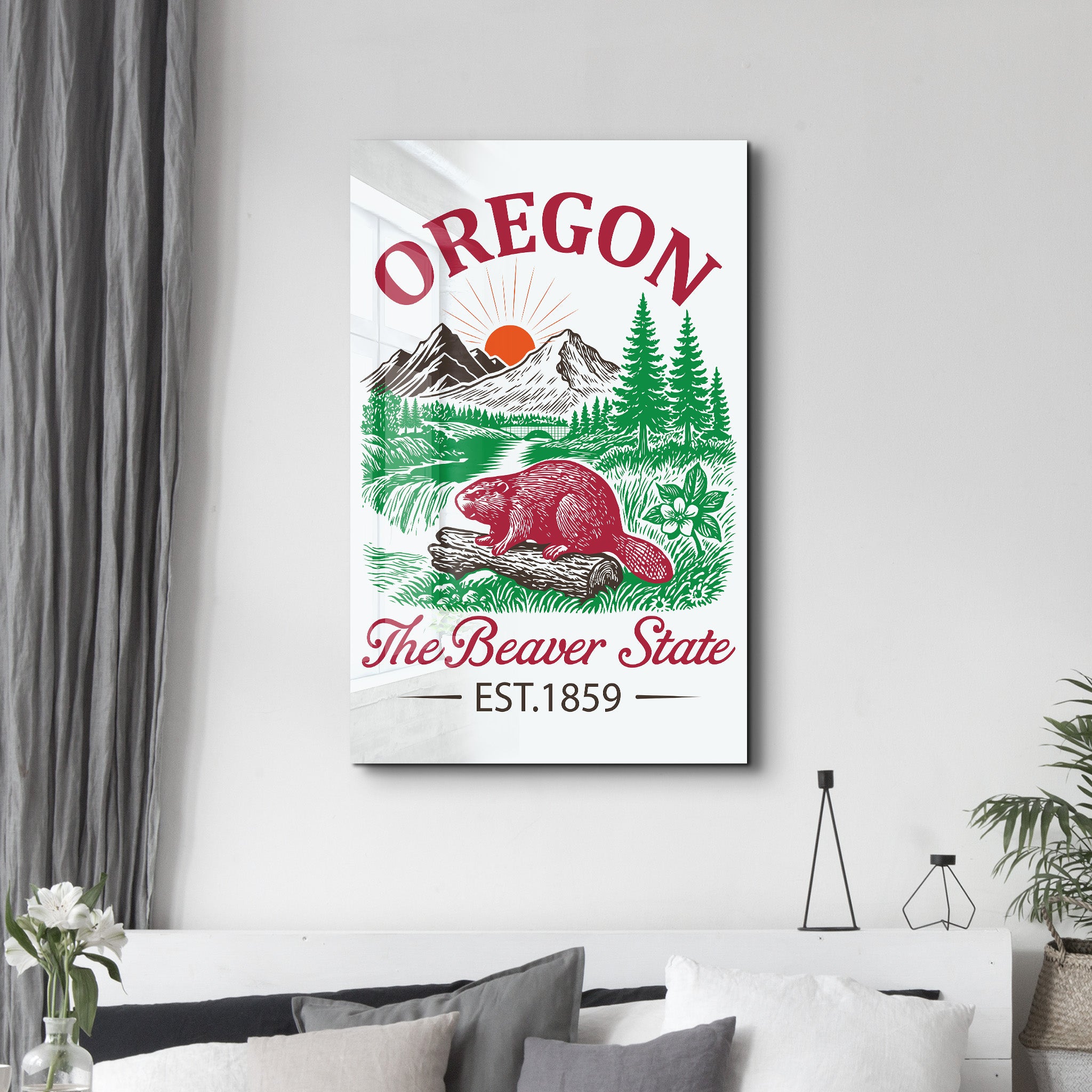 Oregon - The Beaver State | Glass Wall Art