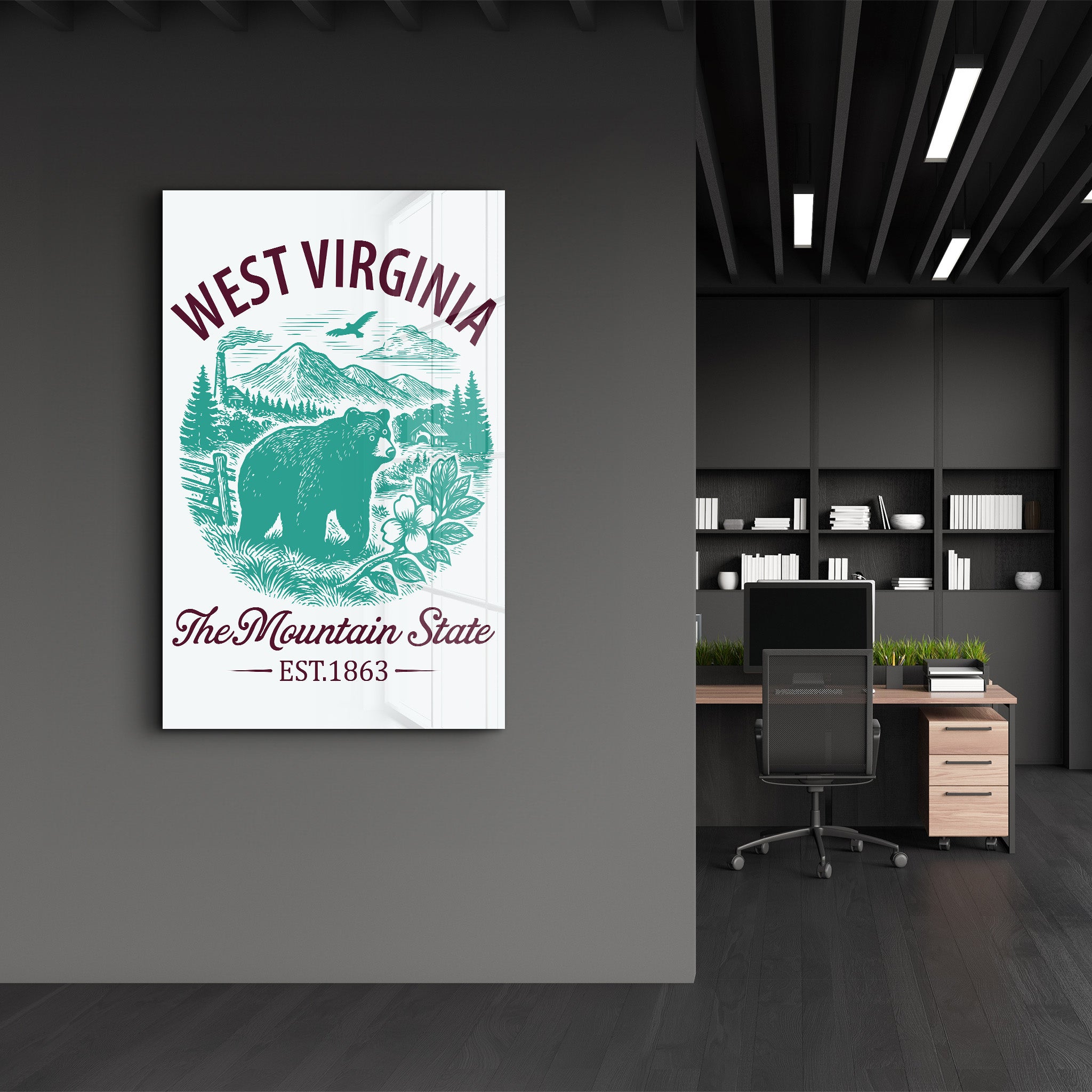 West Virginia - The Mountain State | Glass Wall Art