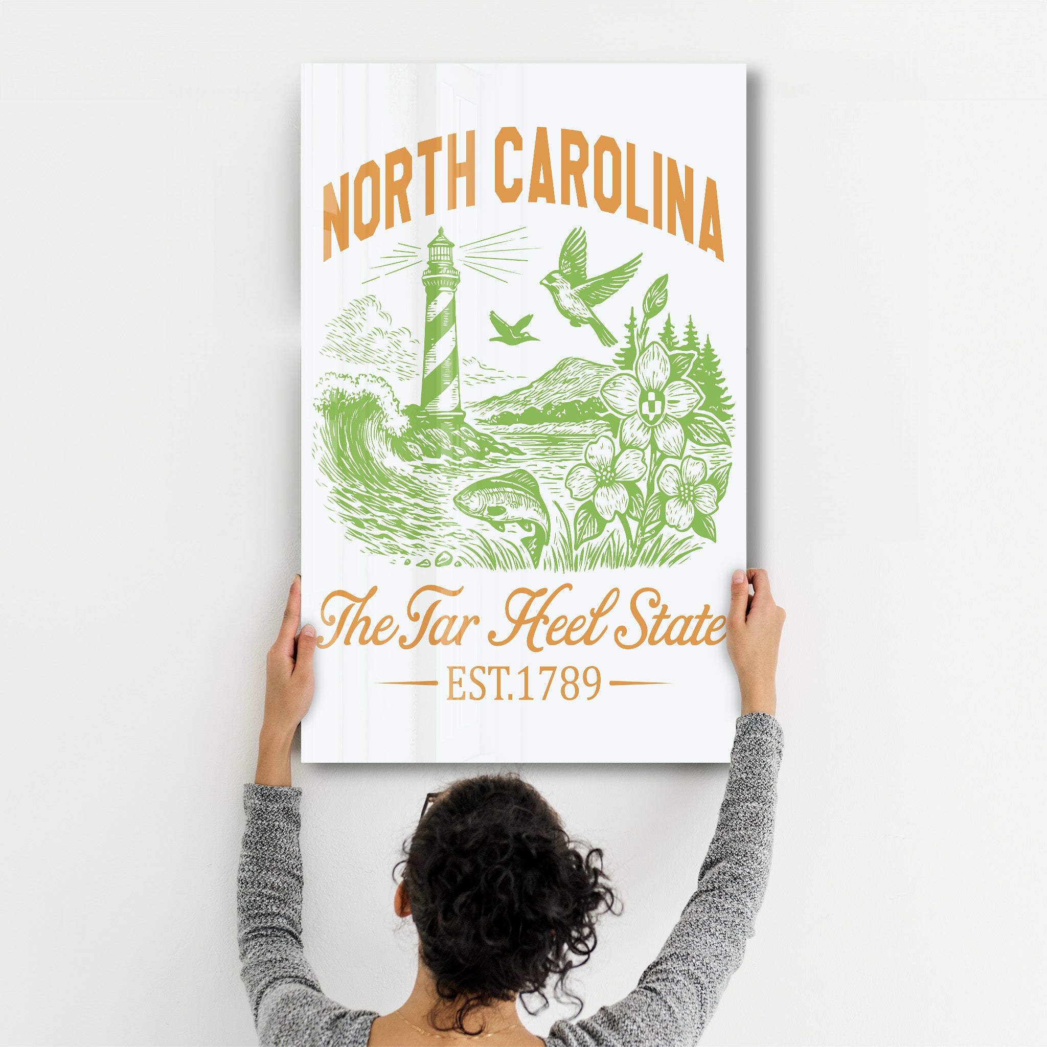 North Carolina - The Tar Heel State | Glass Wall Art