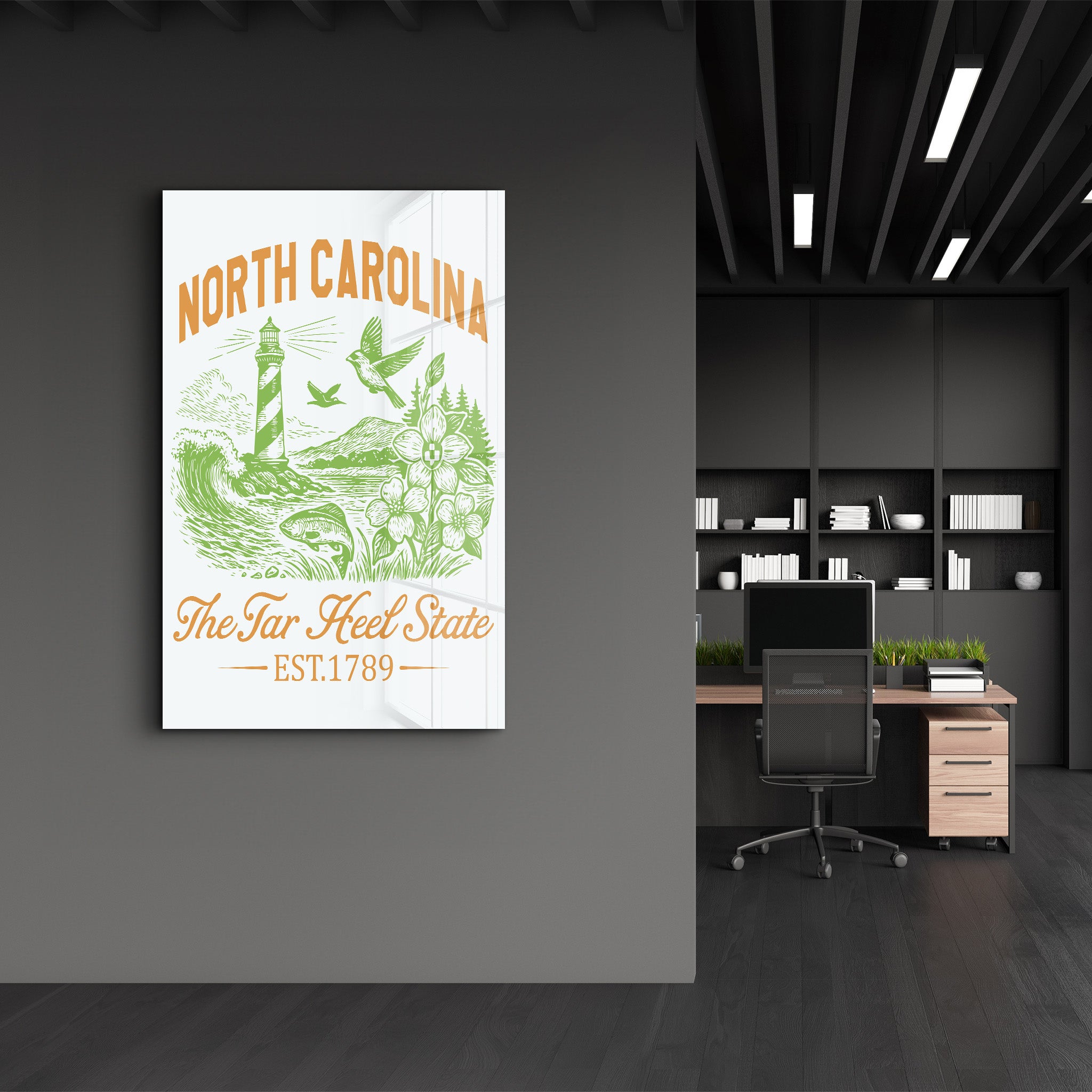 North Carolina - The Tar Heel State | Glass Wall Art