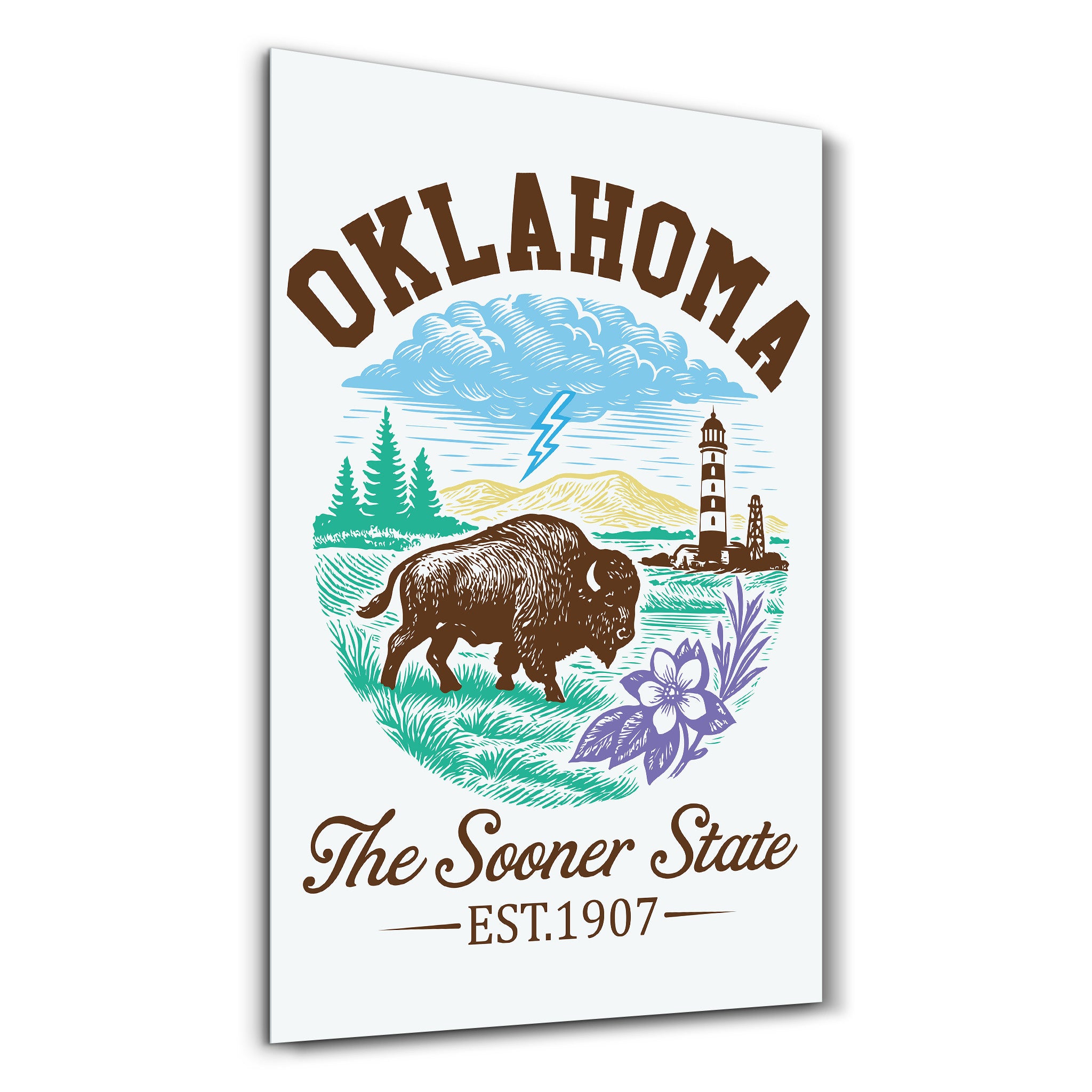 Oklahoma - The Sooner State | Glass Wall Art – Artdesigna