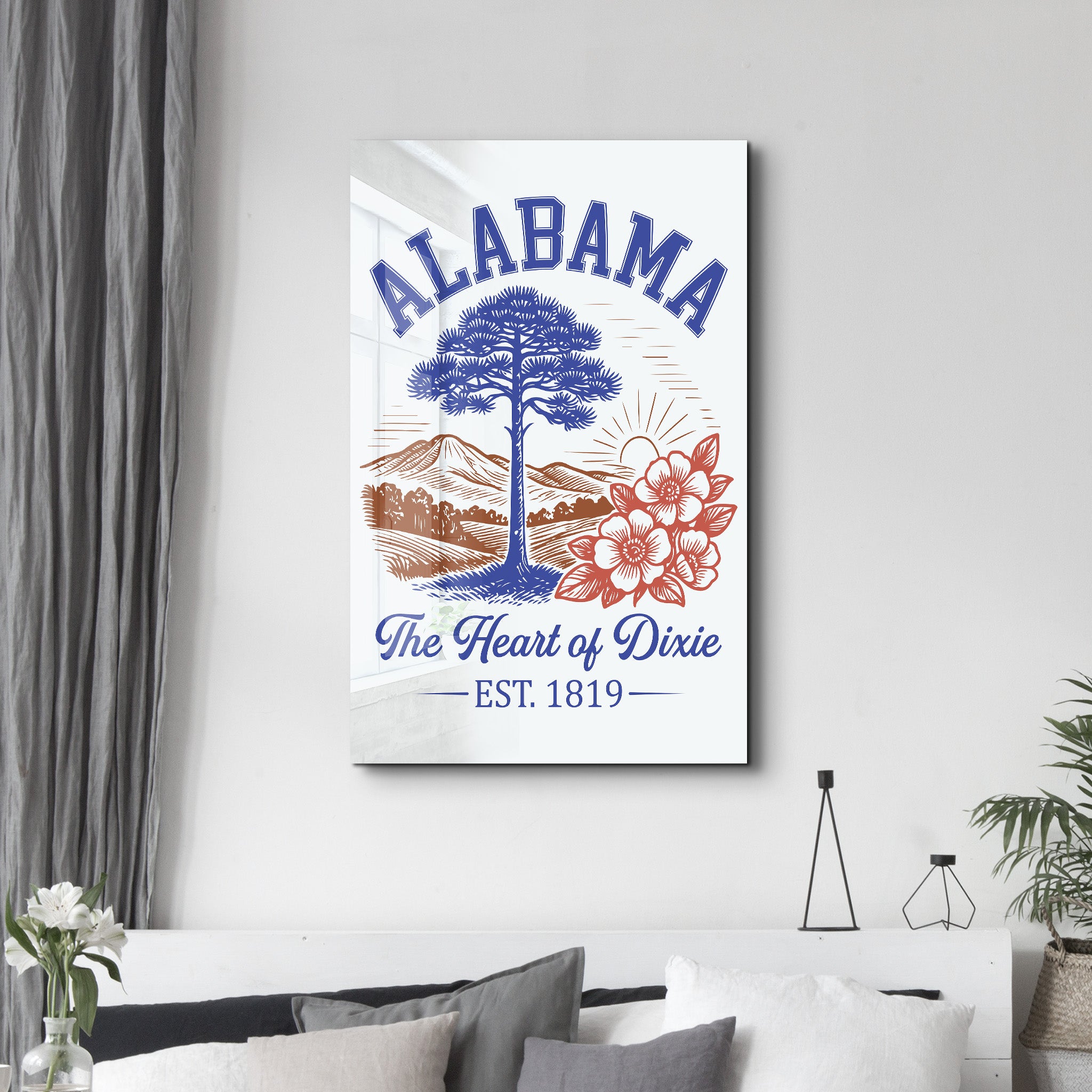 Alabama - The Heart of Dixie | Glass Wall Art