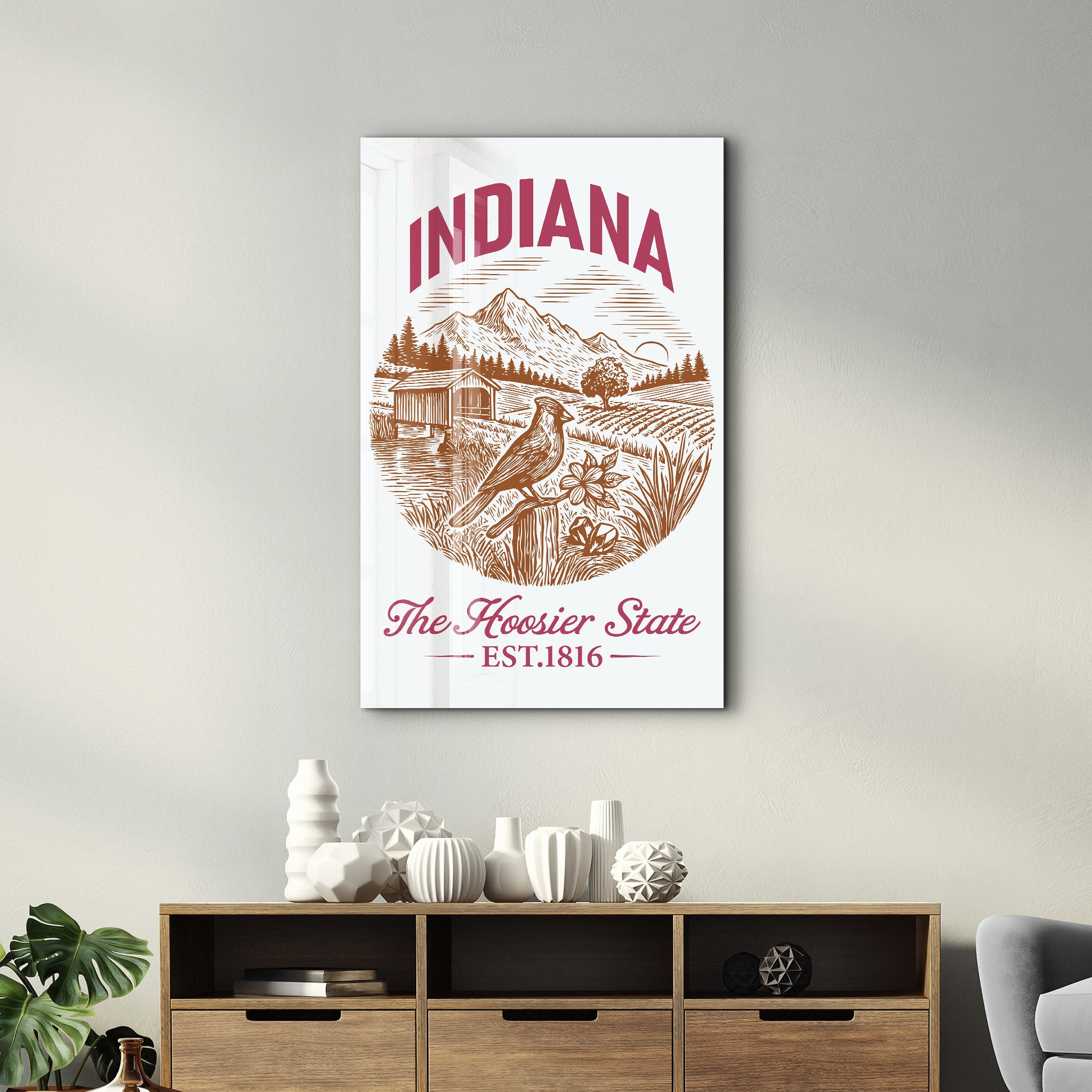 Indiana - The Hoosier State | Glass Wall Art