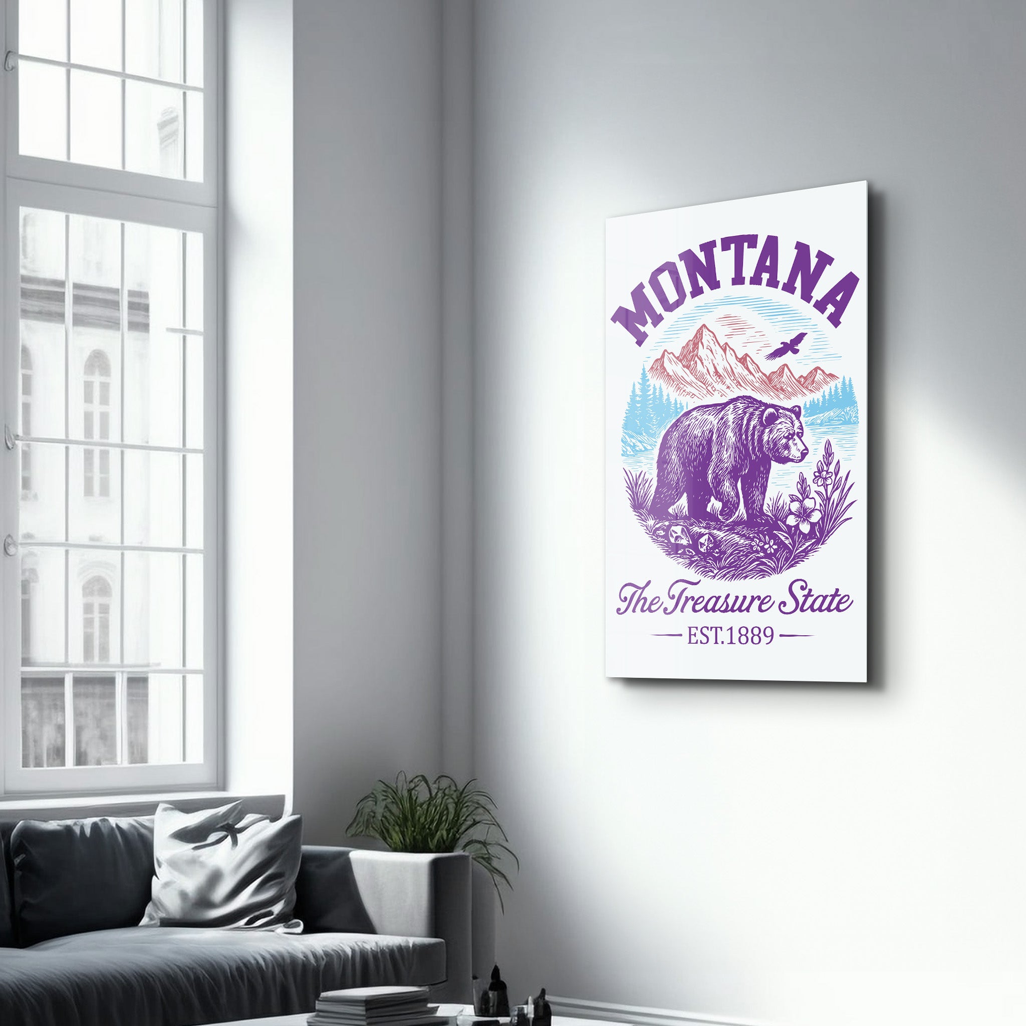 Montana - The Treasure State | Glass Wall Art