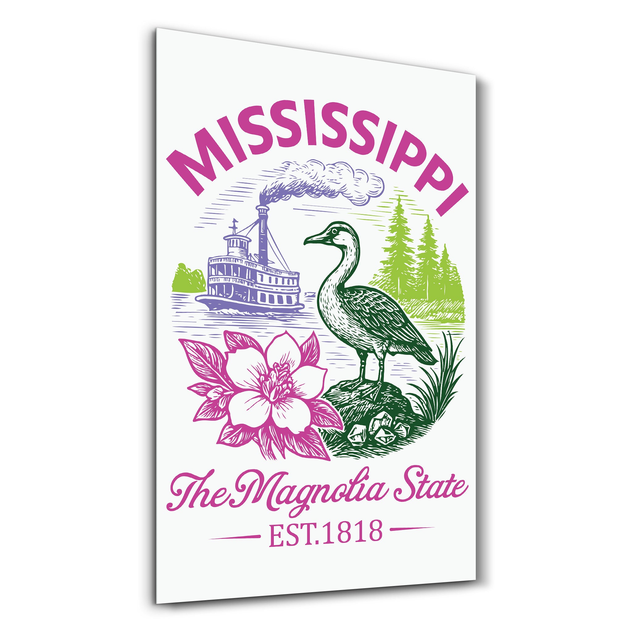 Mississippi - The Magnolia State | Glass Wall Art