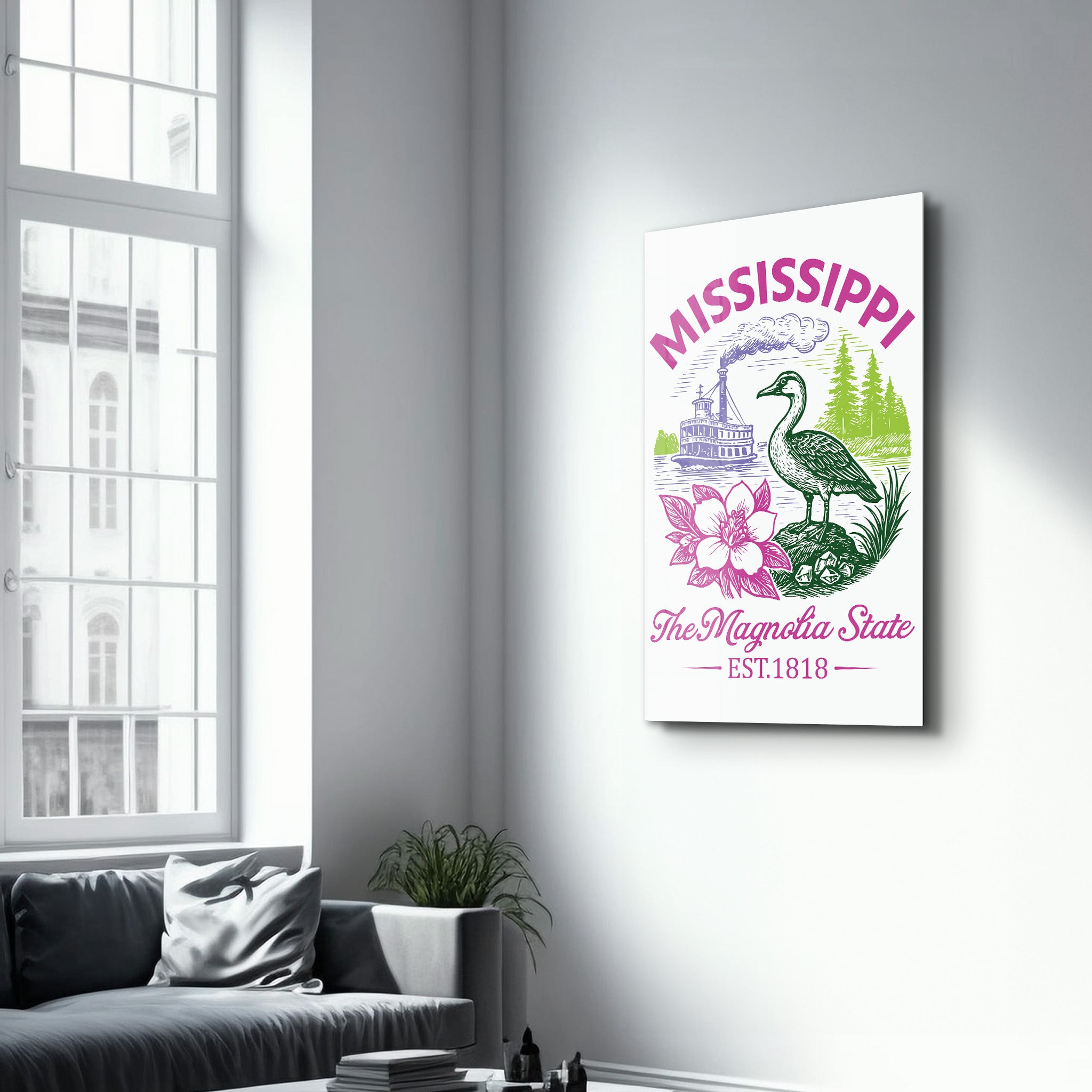 Mississippi - The Magnolia State | Glass Wall Art