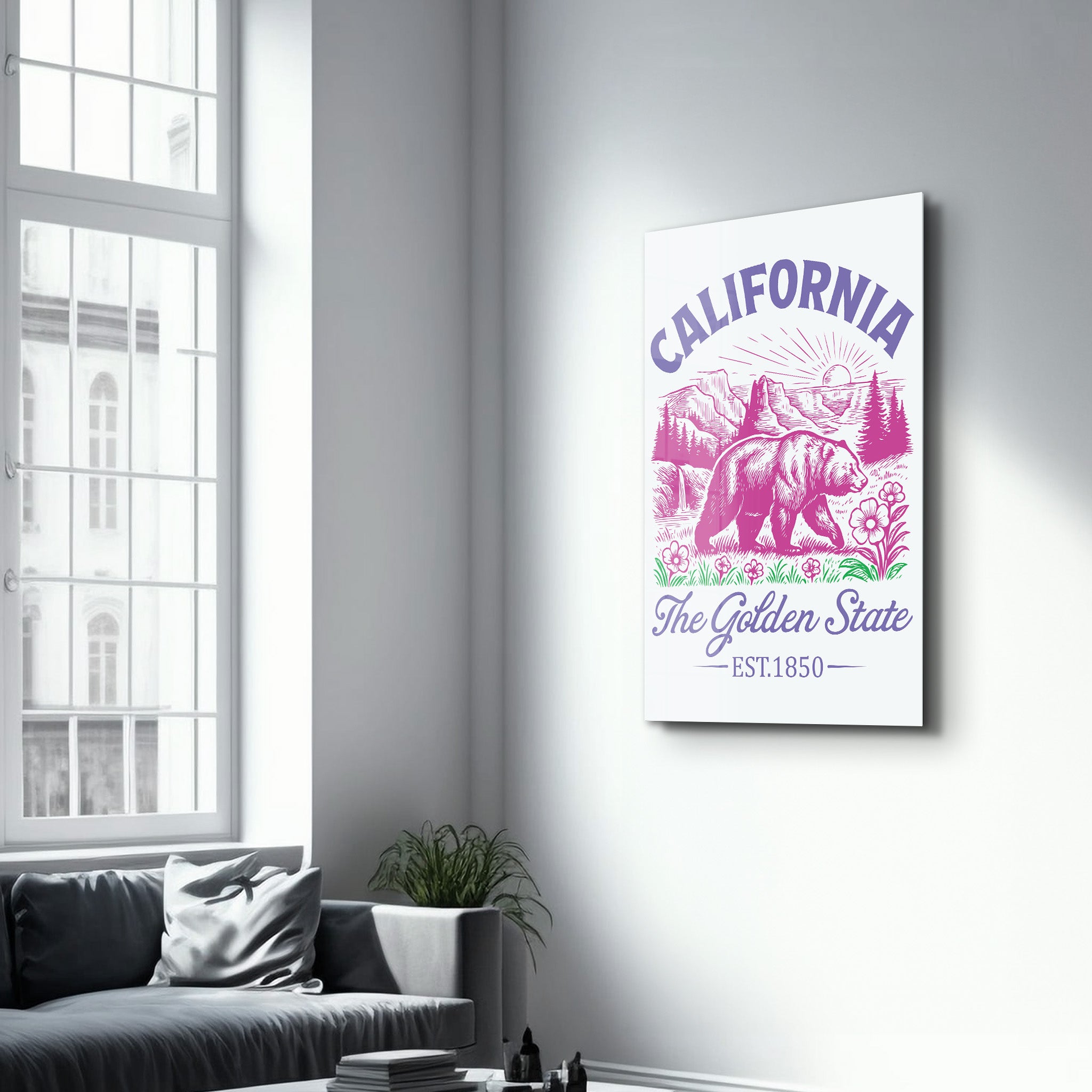 California - The Golden State | Glass Wall Art