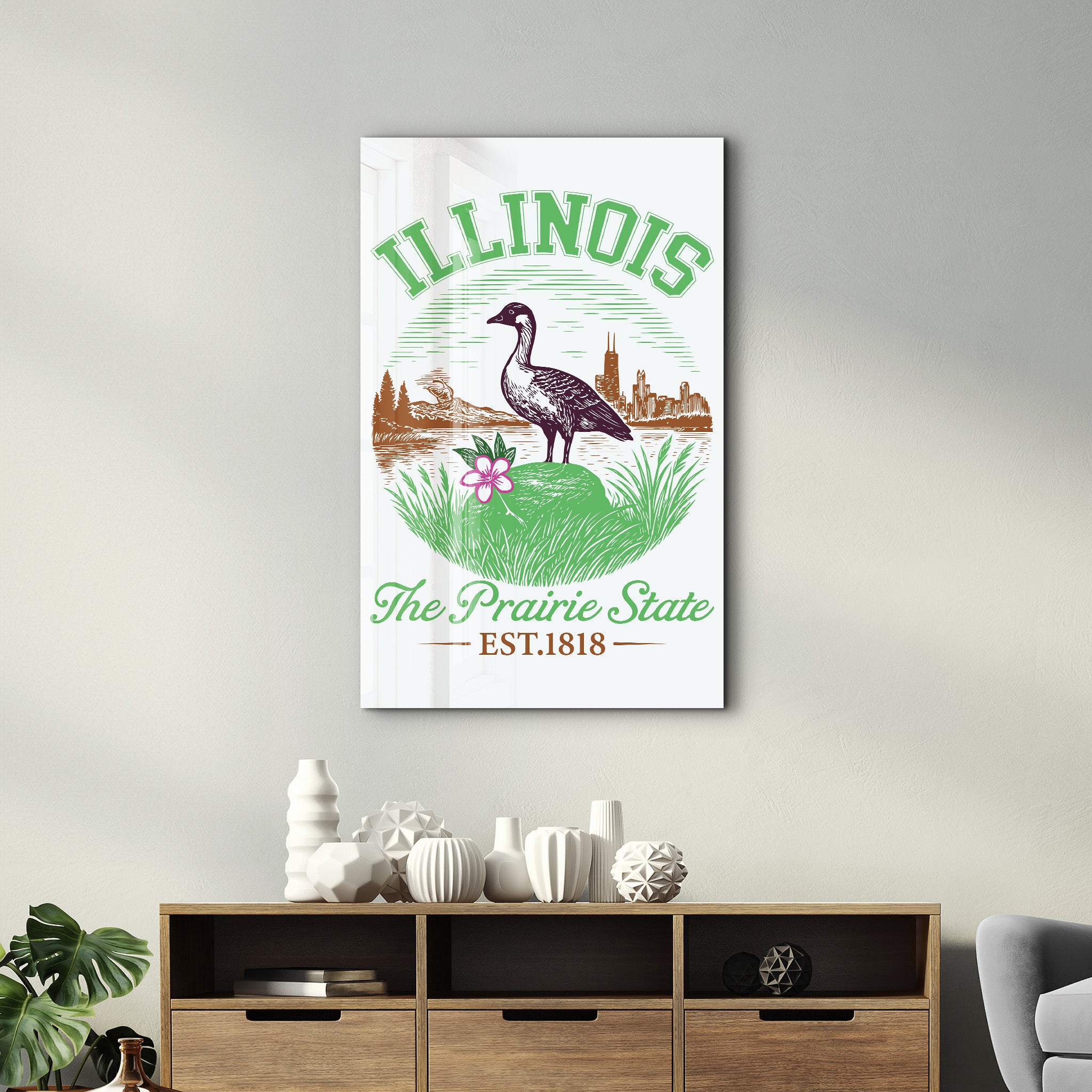 Illinois - The Prairie State | Glass Wall Art