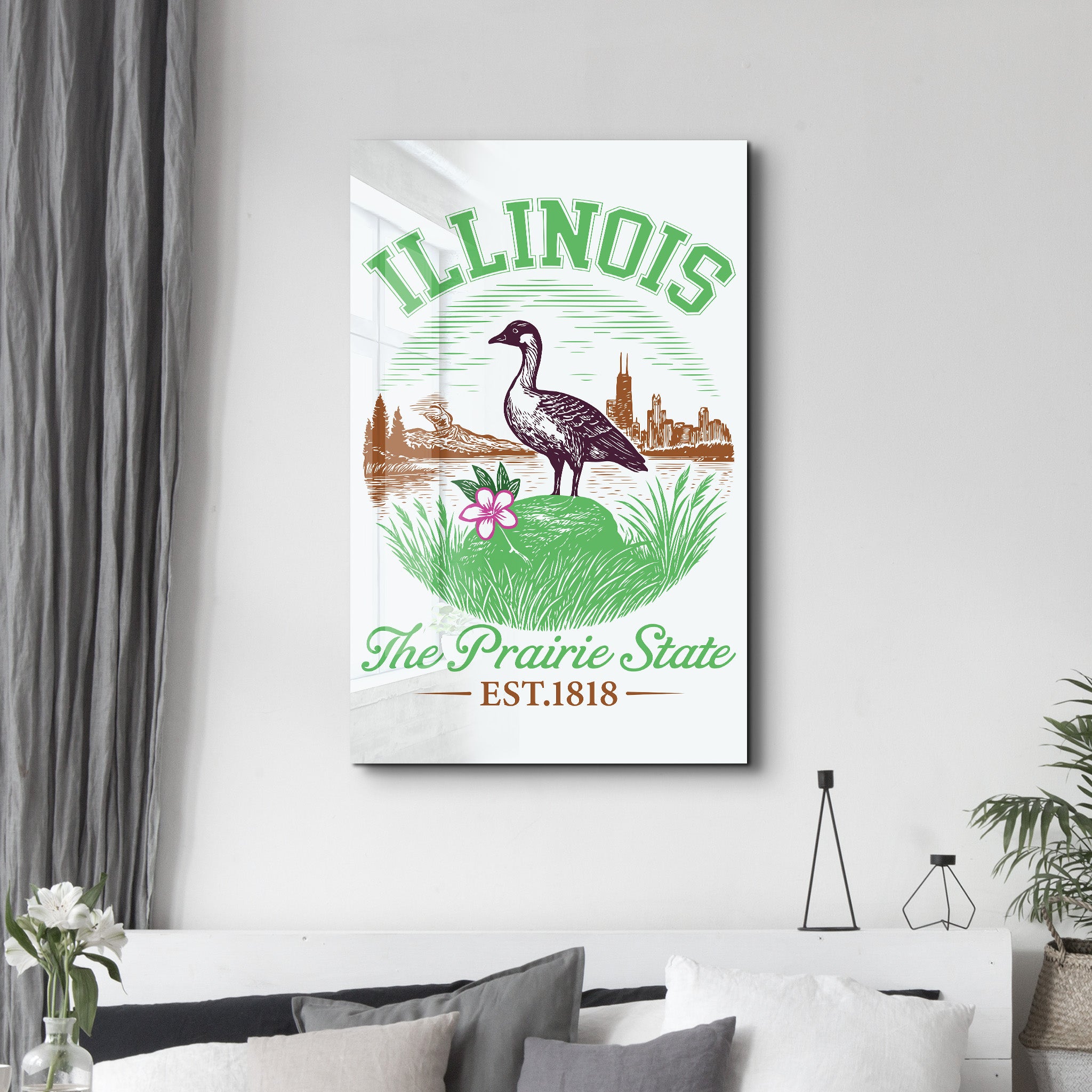 Illinois - The Prairie State | Glass Wall Art