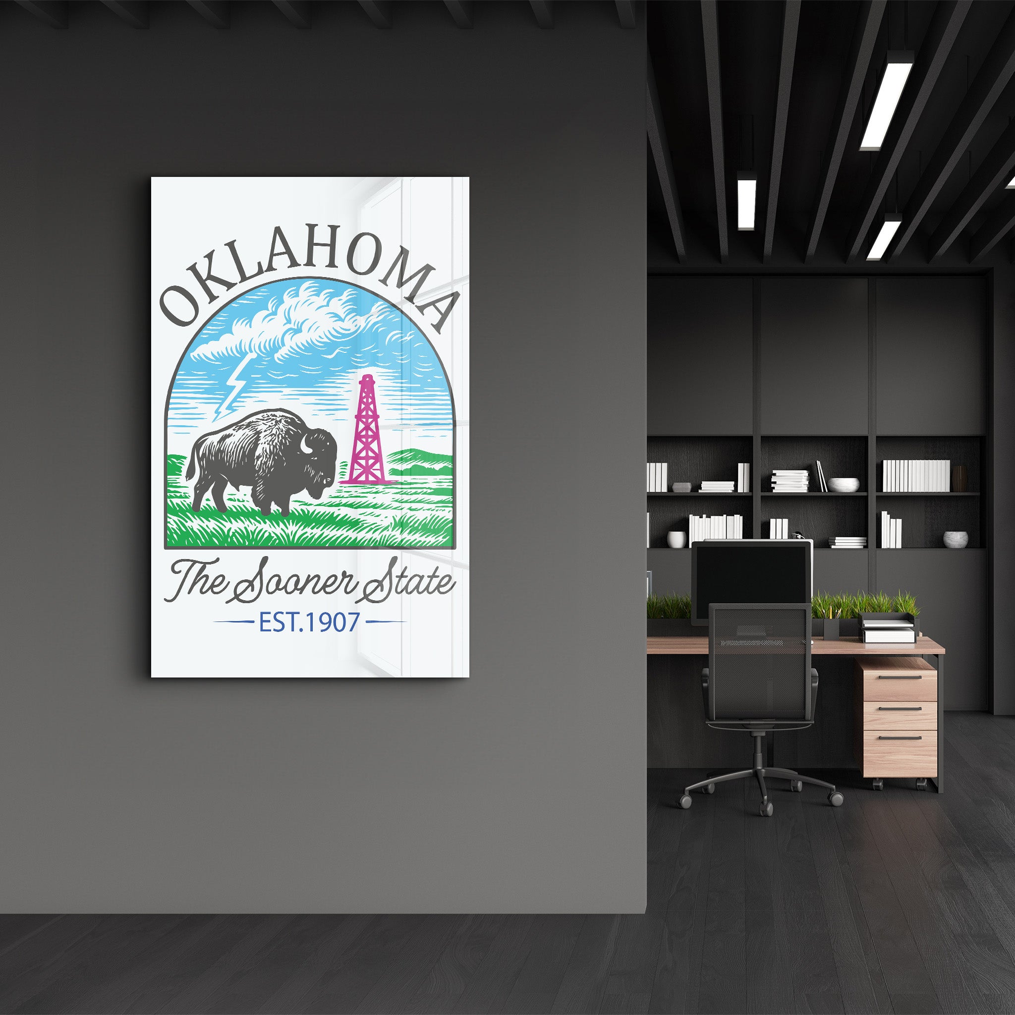 Oklahoma - The Sooner State | Glass Wall Art