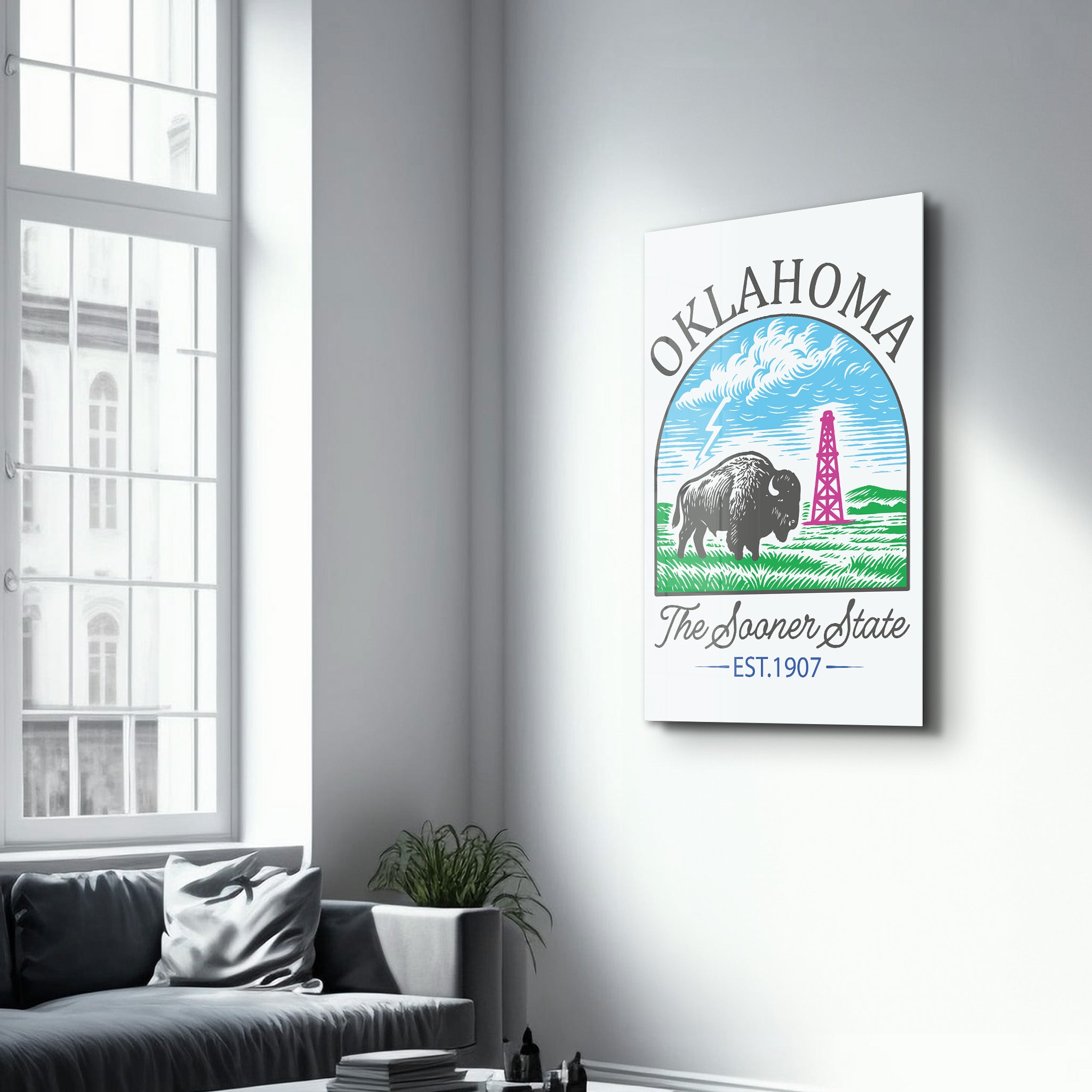 Oklahoma - The Sooner State | Glass Wall Art