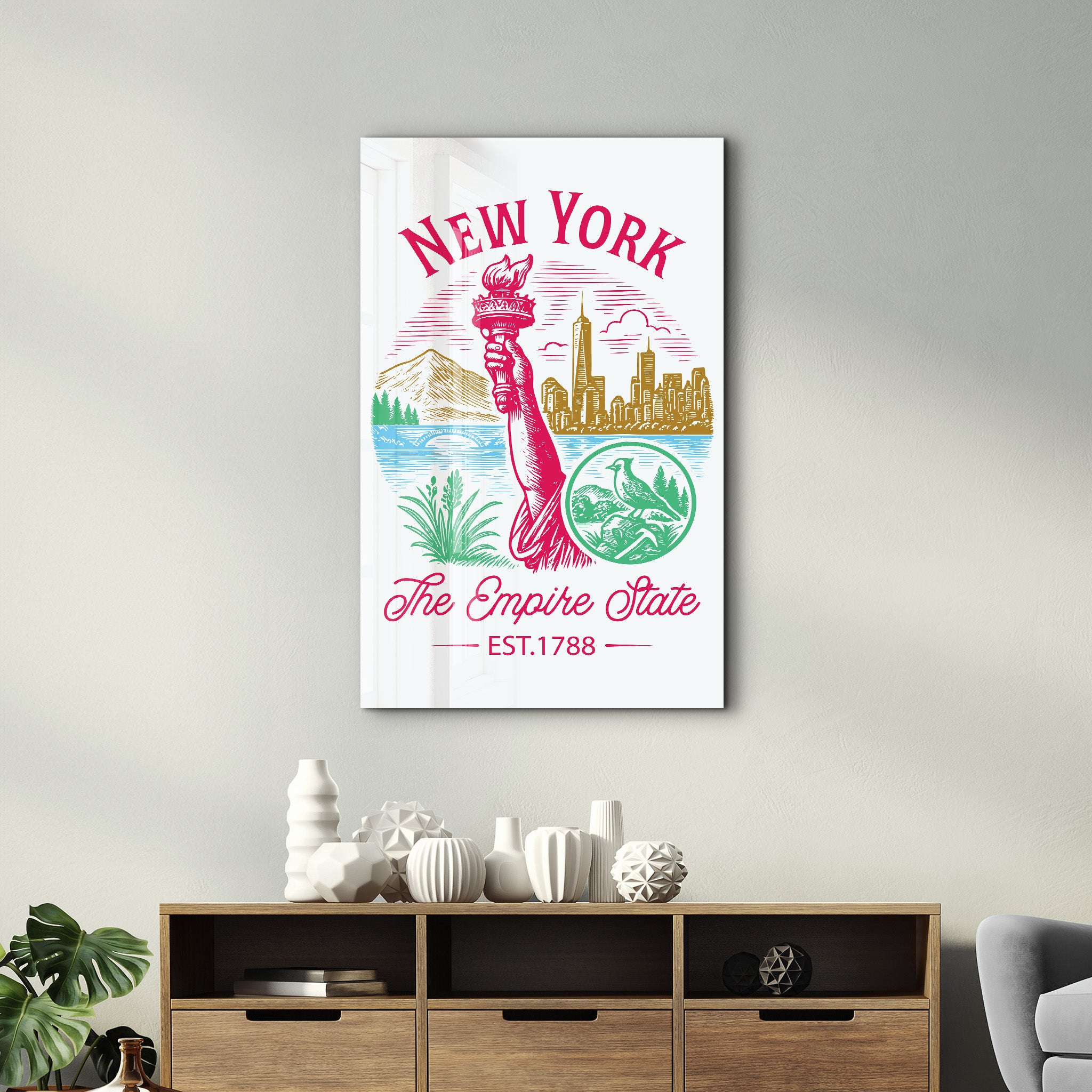 New York - The Empire State | Glass Wall Art
