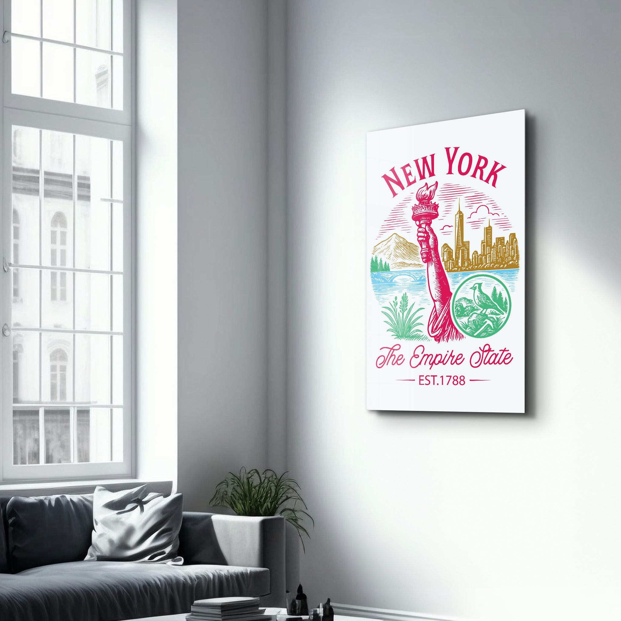 New York - The Empire State | Glass Wall Art