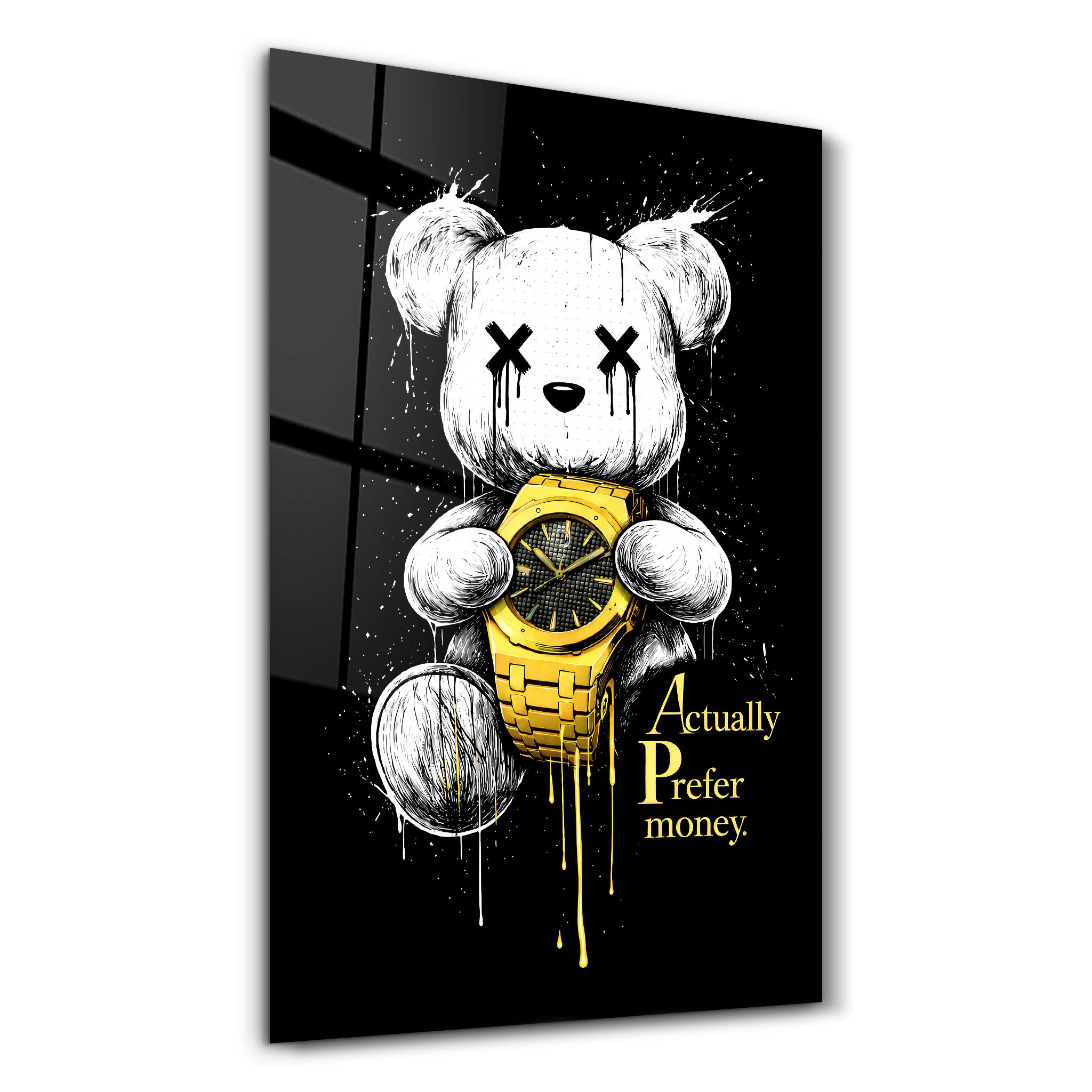 Actually Prefer Money x Sugar Teddy | Glass Wall Art