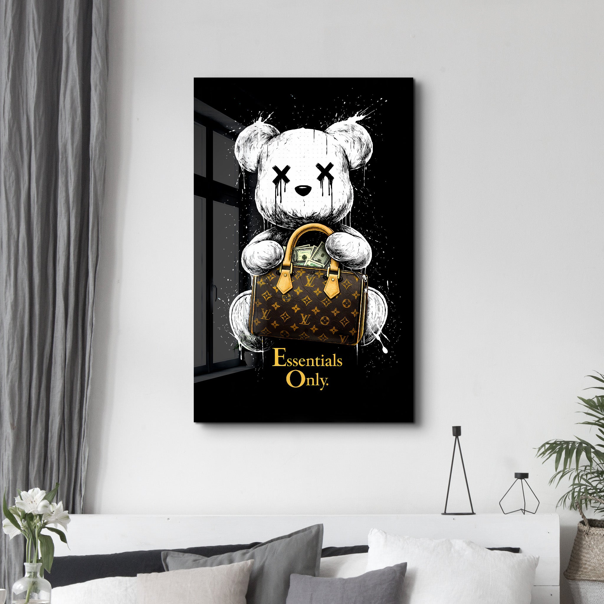 Essentials Only x Sugar Teddy Glass Wall Art | ArtDesigna – Artdesigna