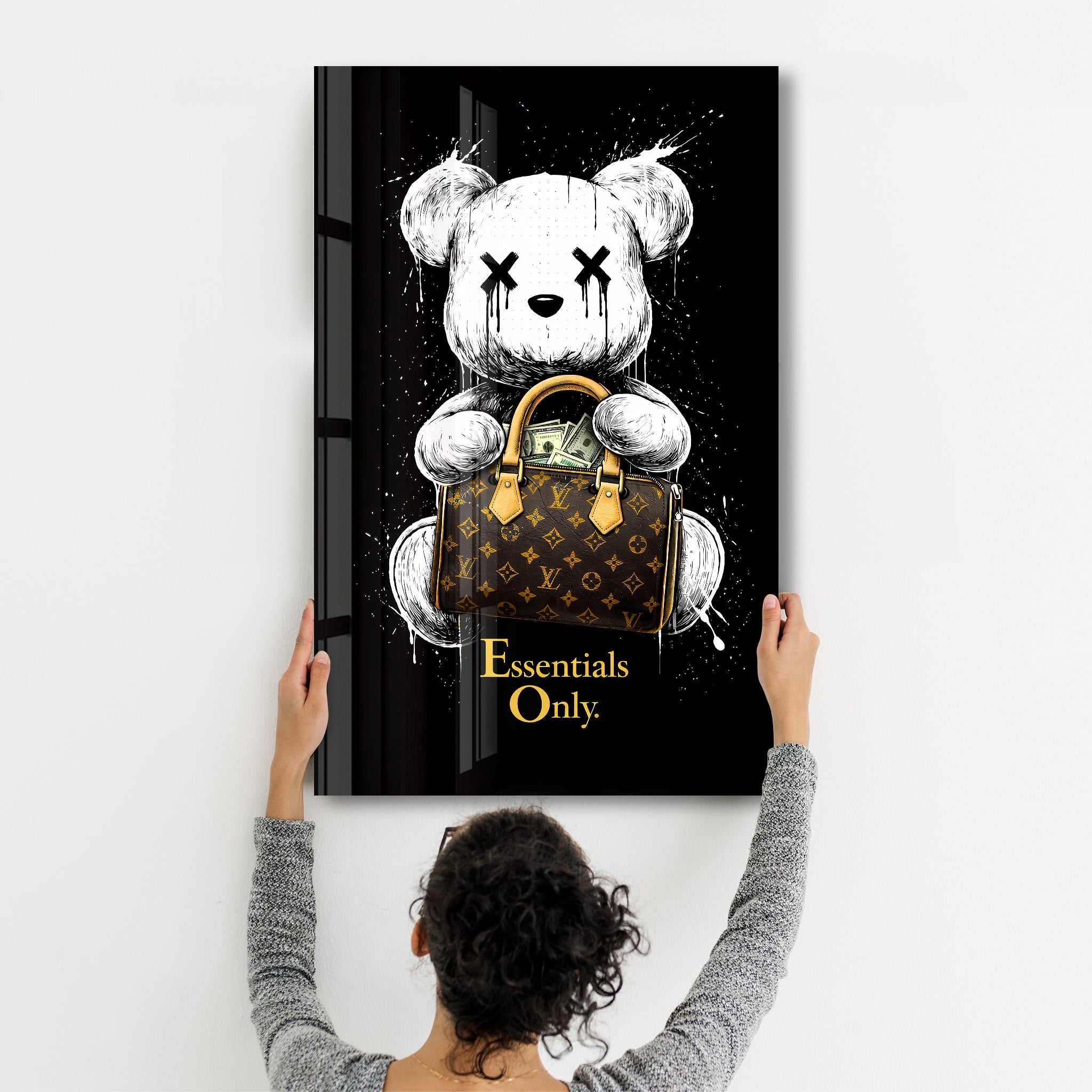 Essentials Only x Sugar Teddy Glass Wall Art | ArtDesigna – Artdesigna