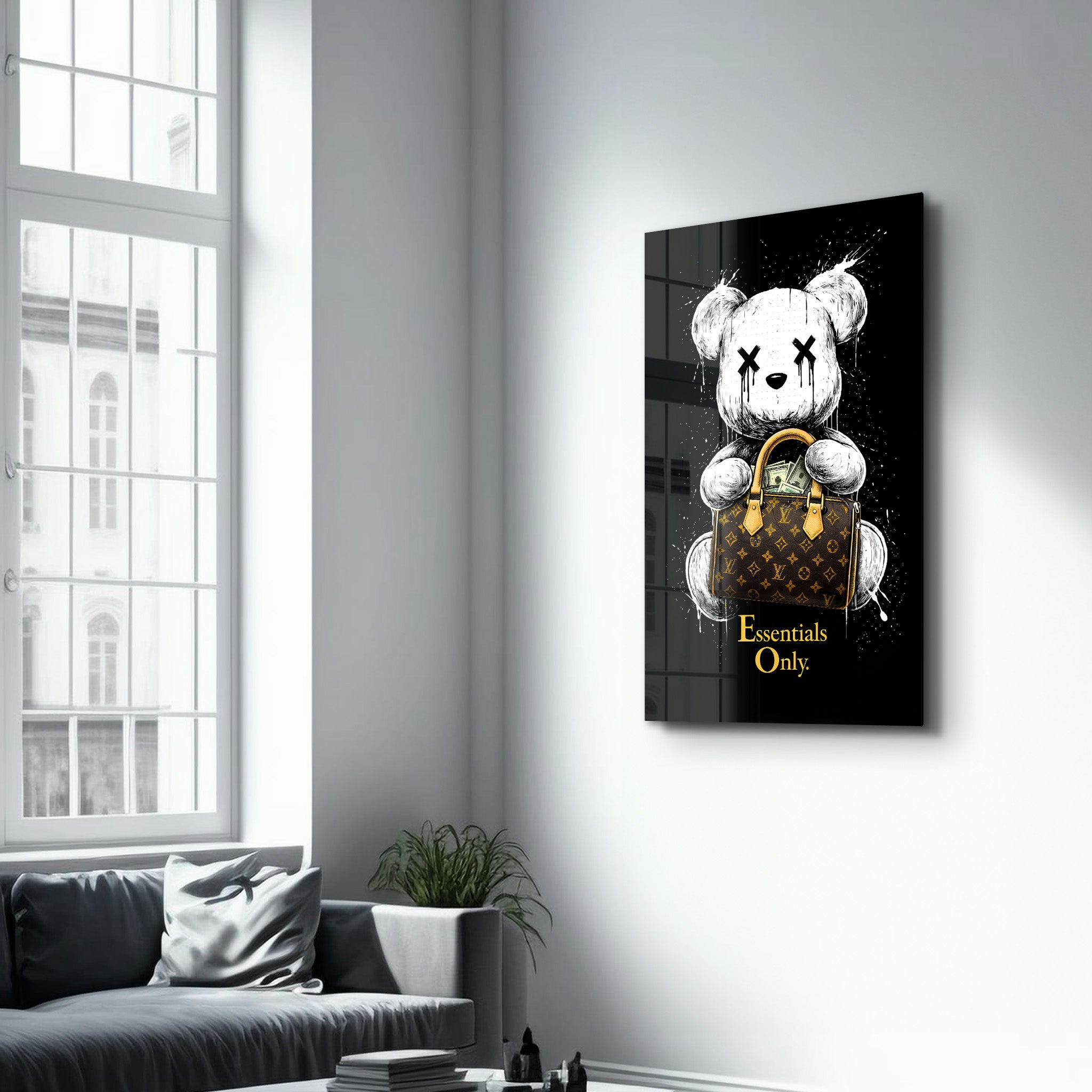 Essentials Only x Sugar Teddy Glass Wall Art | ArtDesigna – Artdesigna