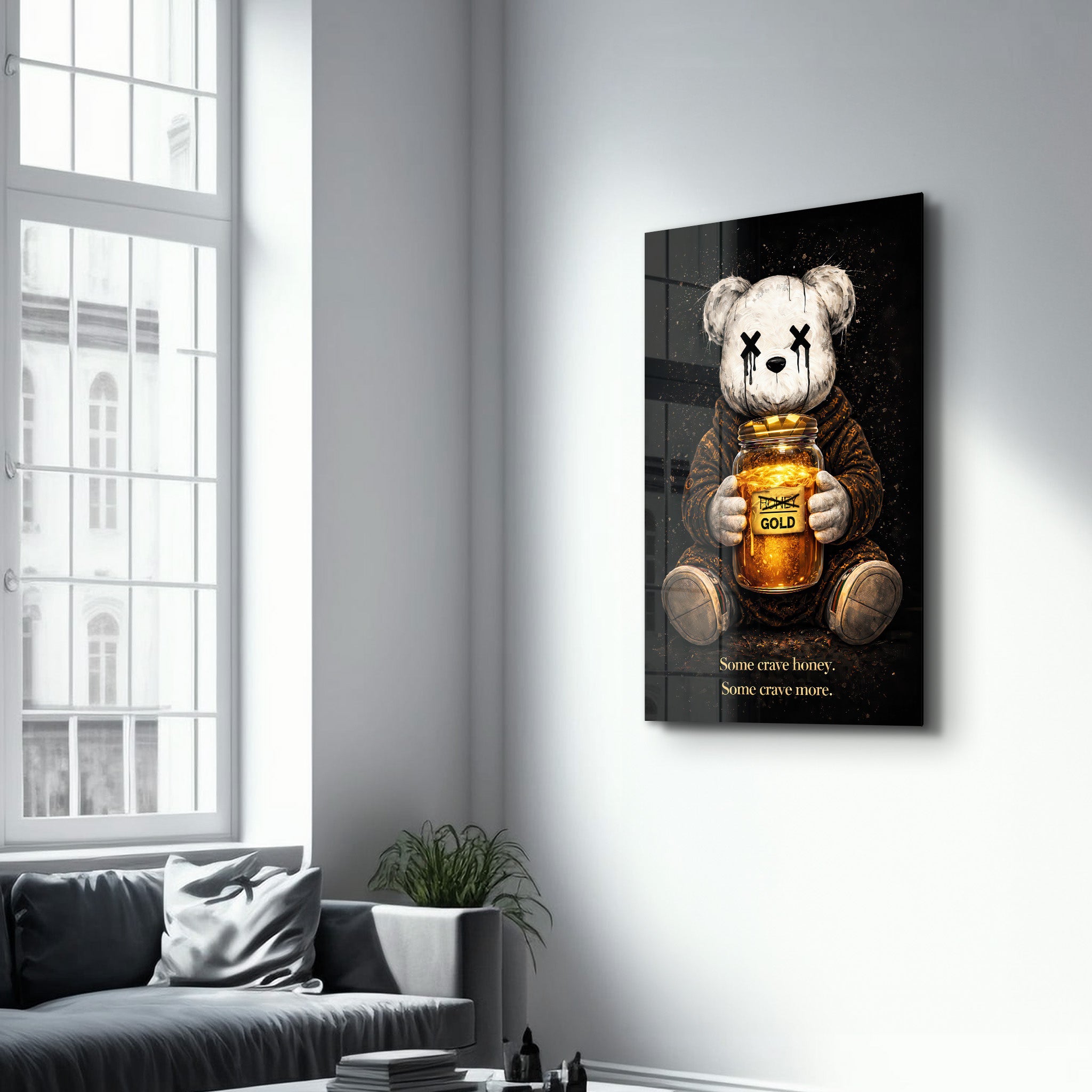 Some Crave Honey, Some Crave More x Sugar Teddy | Glass Wall Art
