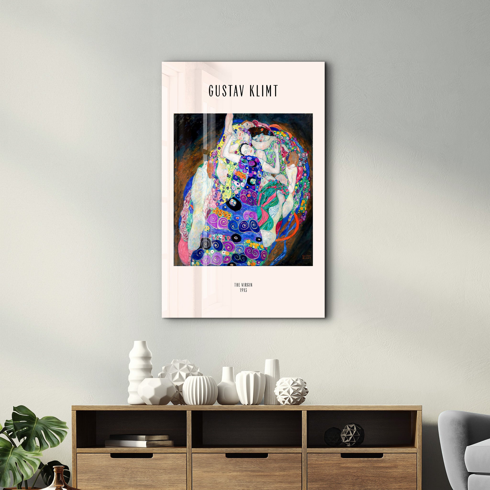 The Virgin 1913 - Gustav Klimt | Glass Wall Art