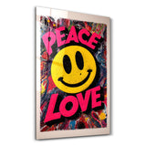 Peace Love – Pop Graffiti Smile Art | Glass Wall Art