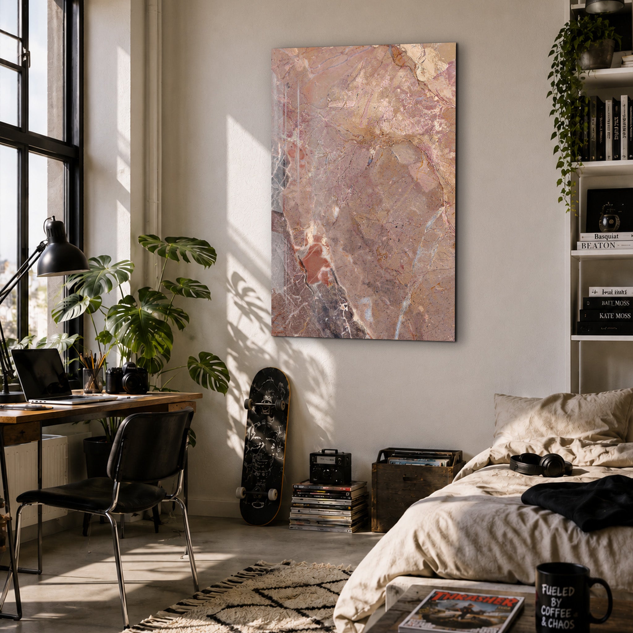 Rose Quartz Marble | Glass Wall Art