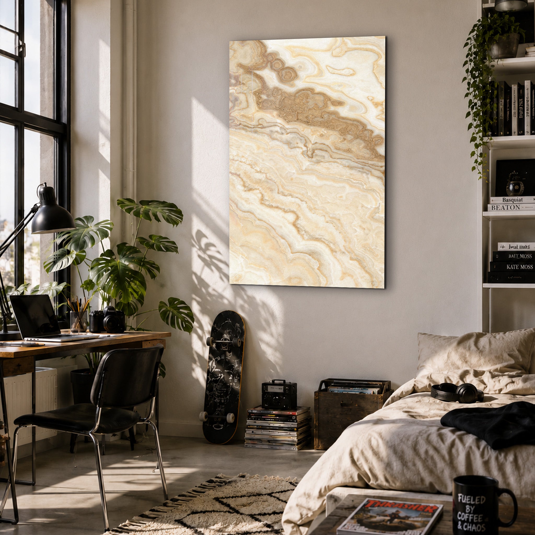 Golden Lace Onyx | Glass Wall Art