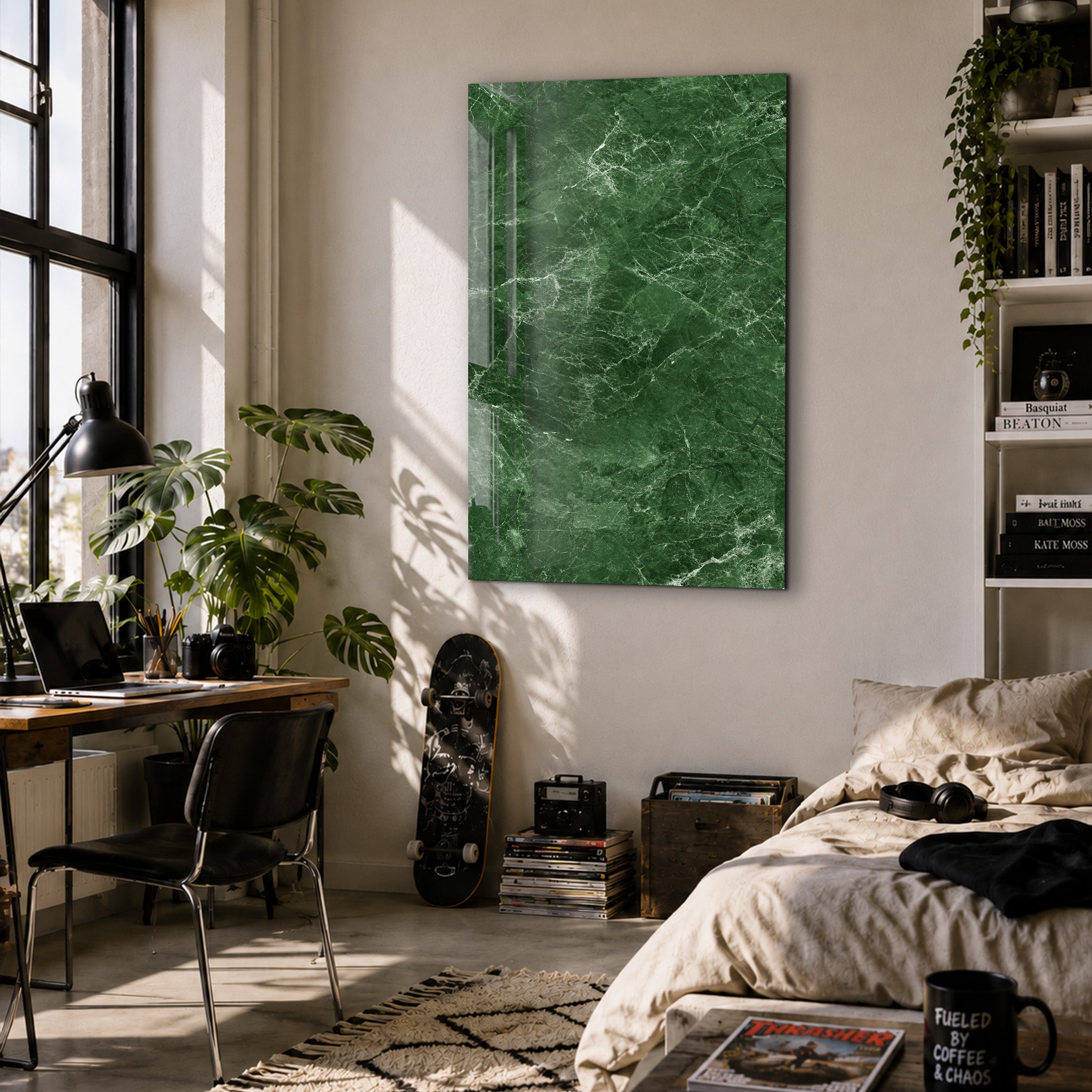Emerald Veins | Glass Wall Art