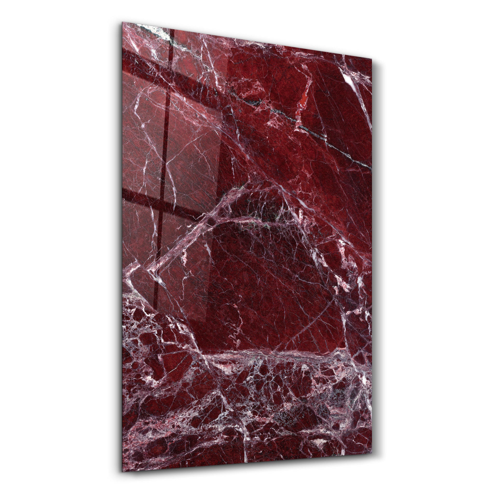 Crimson Veins | Glass Wall Art