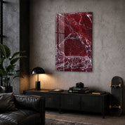 Crimson Veins | Glass Wall Art