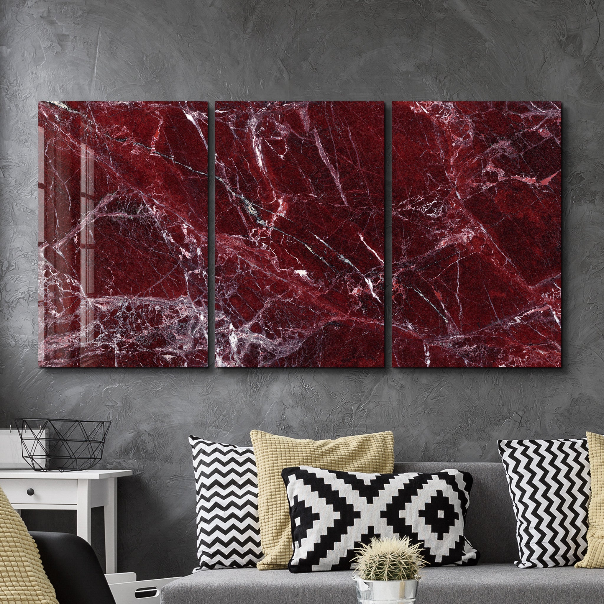 Kühnes Ausdrucks-Gesichtstrio – Glasbild