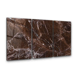 Mocha Brown Marble Trio | Glass Wall Art