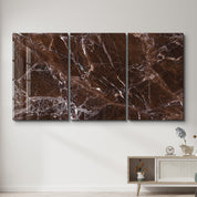 Mocha Brown Marble Trio | Glass Wall Art
