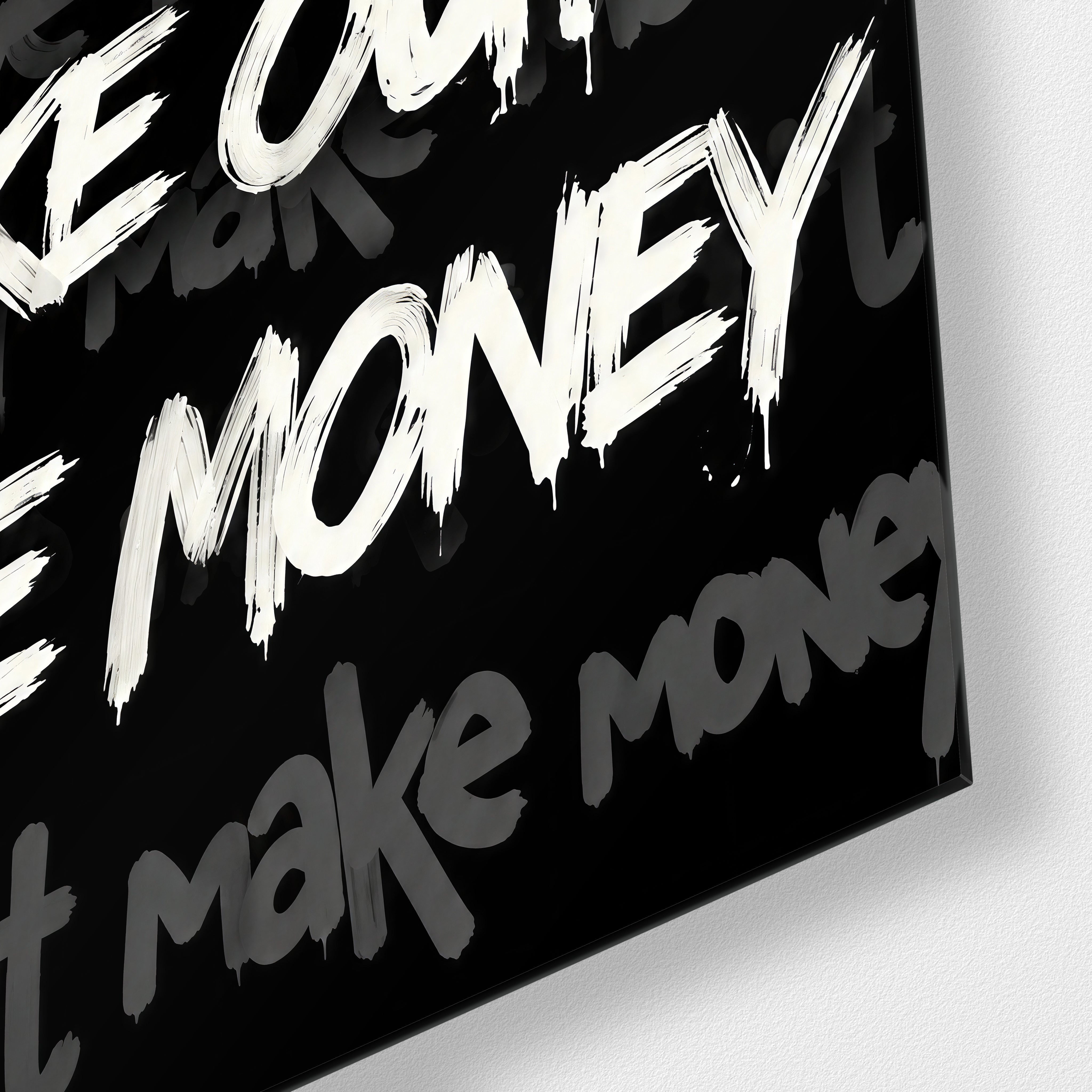Make Love, Make Art Artdesigna glass wall art close-up with colorful artistic lettering on glass panel