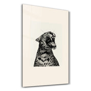 Artdesigna Leopard Roar glass wall art featuring a striking leopard portrait on a clear glass panel