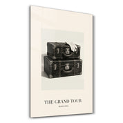 The Grand Tour glass wall art by Artdesigna, featuring a stylish studio design displayed on a wall