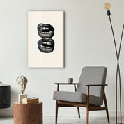 Golden Grin glass wall art by Artdesigna displayed as contemporary wall decor