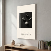 Artdesigna The Pool Club glass wall art featuring a stylish poolside scene, front view