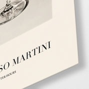 Artdesigna Espresso Martini glass wall art close-up with martini glass and coffee cocktail details