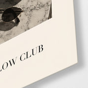 Artdesigna The Slow Club glass wall art close-up with detailed printed design on glass panel