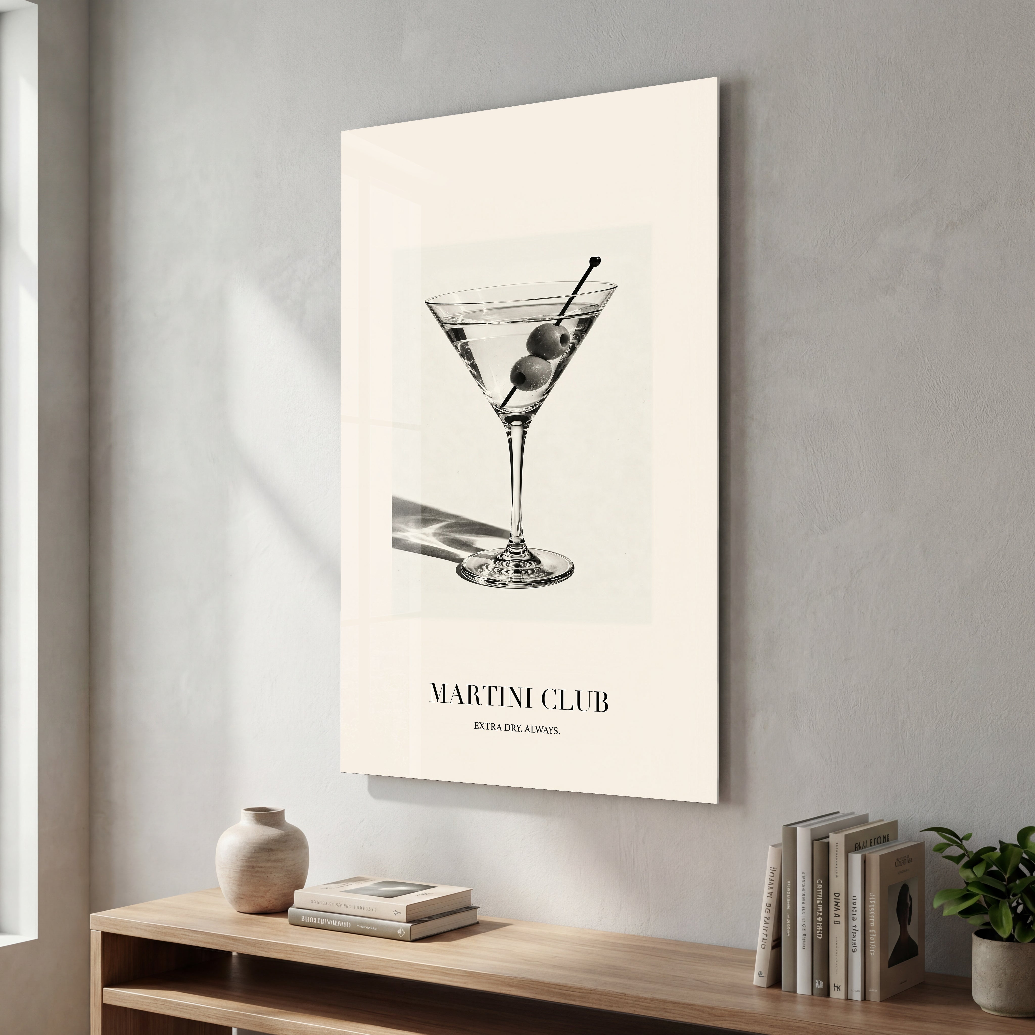 Martini Club glass wall art by Artdesigna featuring a stylish martini-themed design.