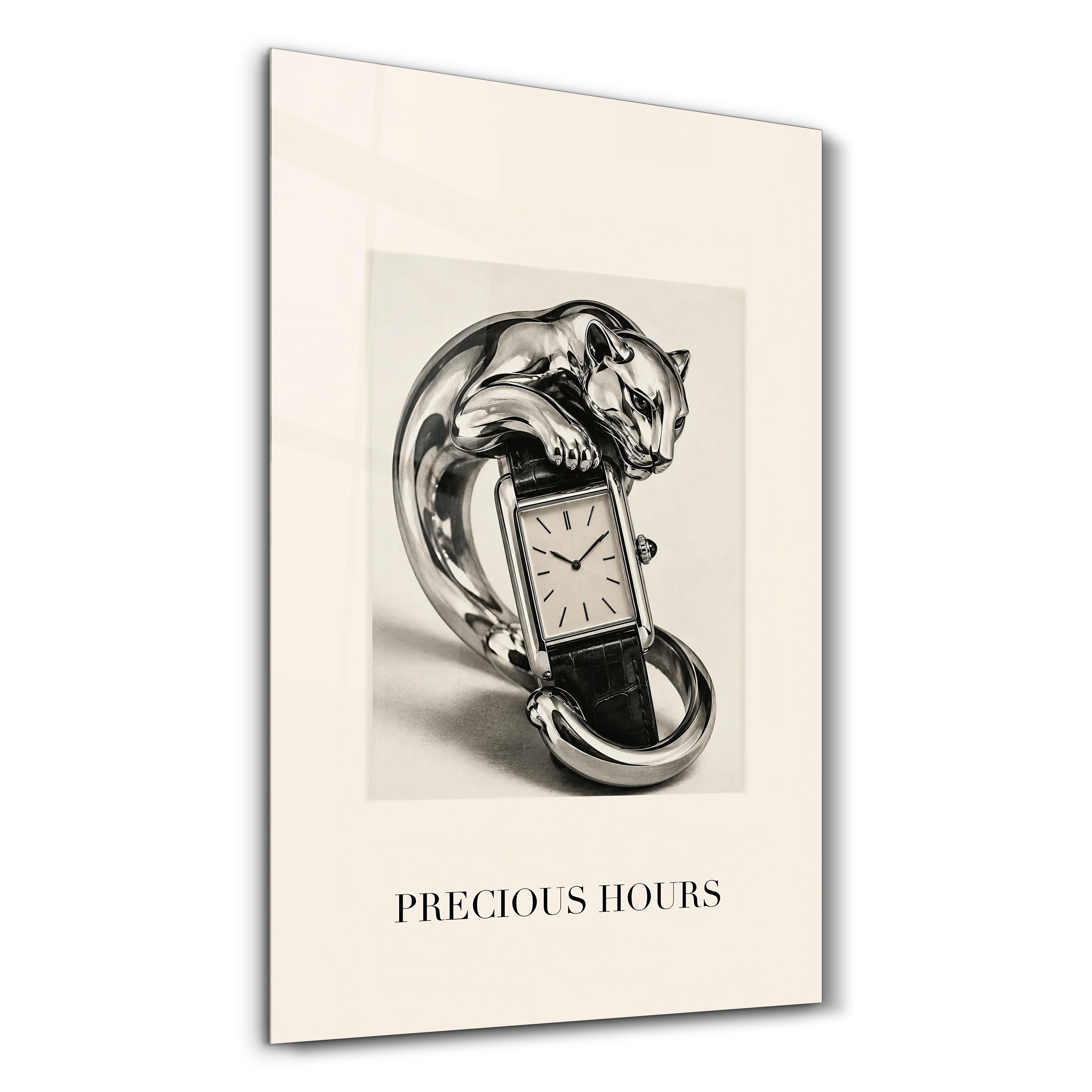 Precious Hours Artdesigna glass wall art with a modern studio design