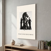 Make Your Next Move glass wall art by Artdesigna, featuring bold motivational typography on clear glass panel
