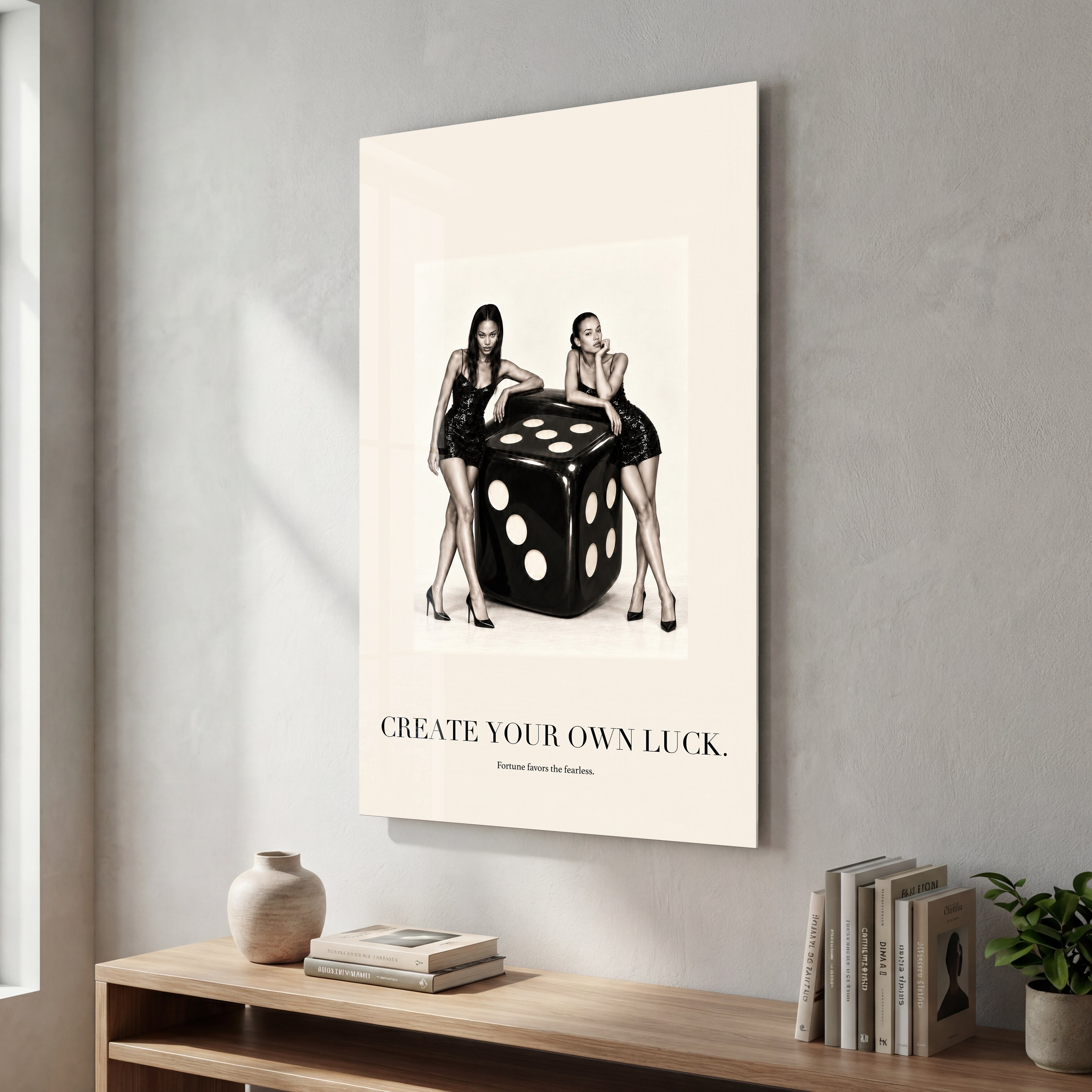 Create Your Own Luck Artdesigna glass wall art with a vibrant luck-themed design and polished glass finish