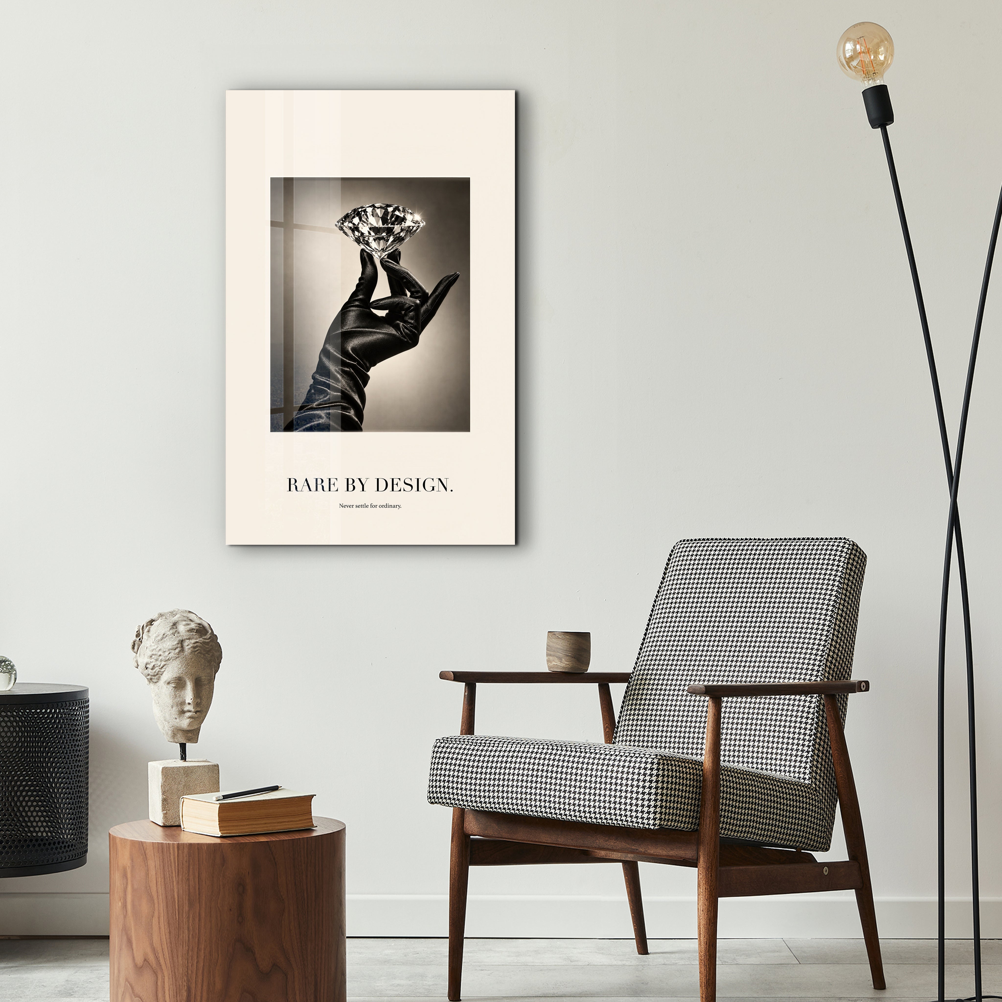 Rare by Design glass wall art by Artdesigna displayed as contemporary wall decor