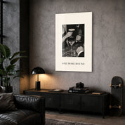 One More Round glass wall art by Artdesigna displayed in a corner setting
