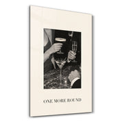 One More Round glass wall art by Artdesigna, featuring a studio photograph of a cocktail glass and bottle