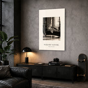 Wild by Nature glass wall art by Artdesigna displayed in a corner interior setting
