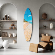 Sandy Shores | Surfboard Glass Wall Art