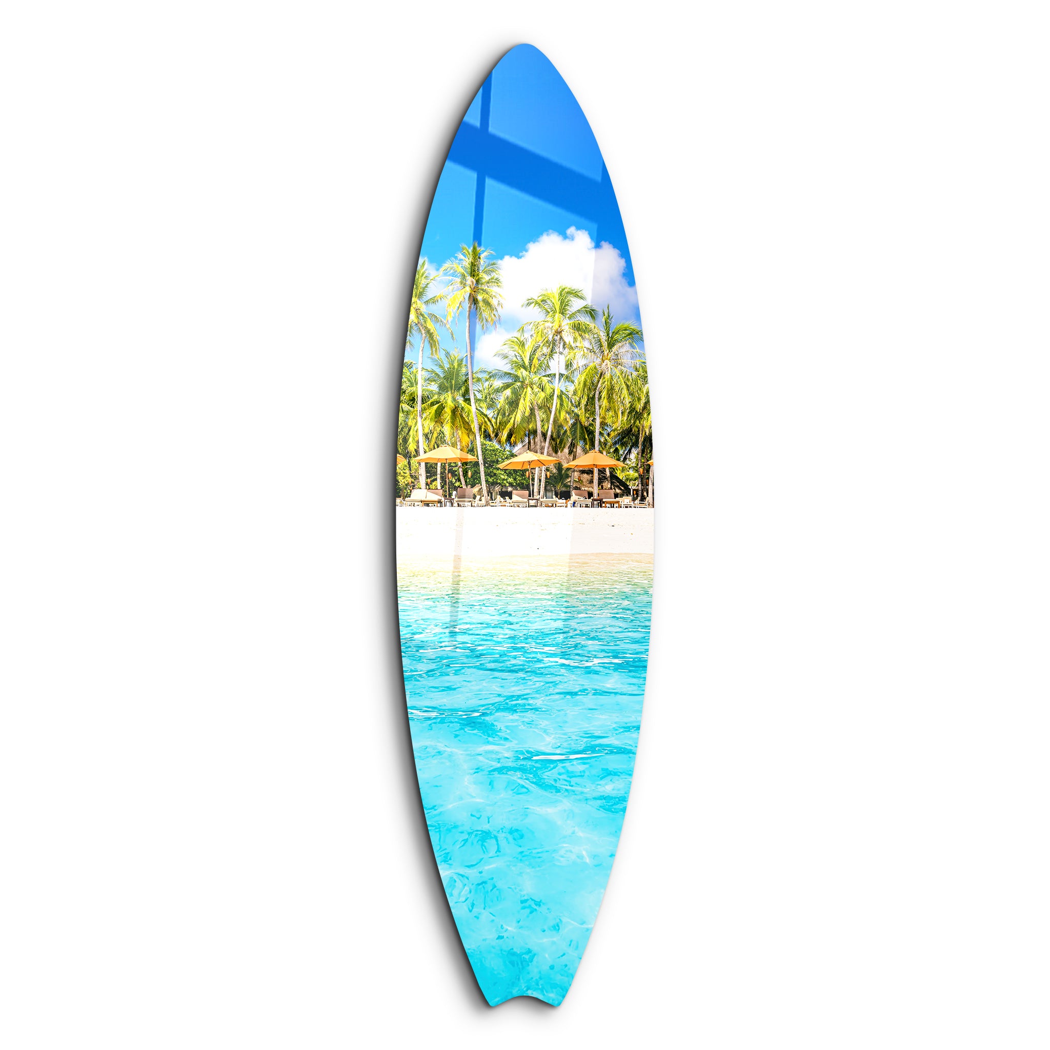 Island Escape | Surfboard Glass Wall Art